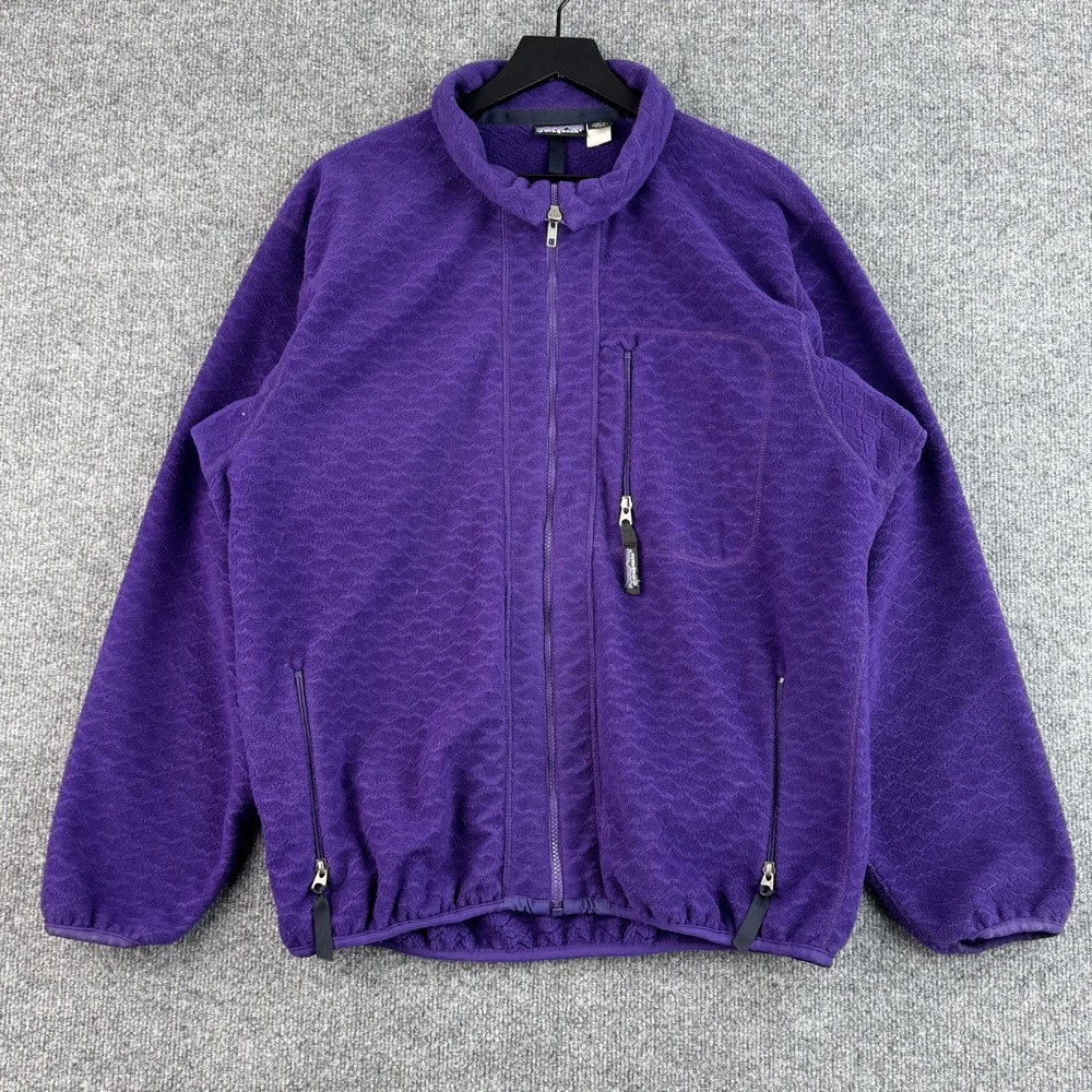 Vintage Patagonia Fleece Jacket Men XL Purple Full Zip Made in USA Outdoor